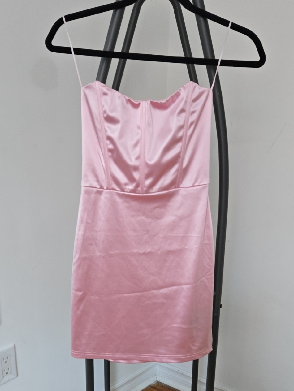 Urban Outfitters Pink Satin Slip Dress with Spaghetti Straps